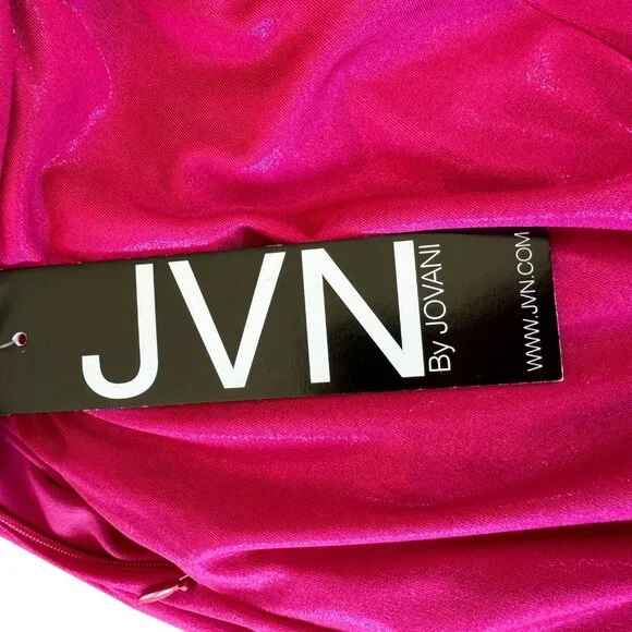 Jovani Shimmer Tassel Tie Open Back High Leg Slit Gown Pink Size 0 NWT